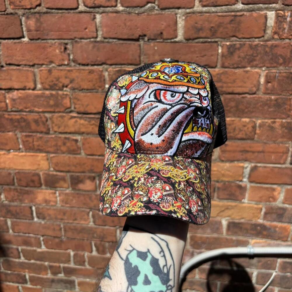Ed hardy bulldog SnapBack hat 00s OS